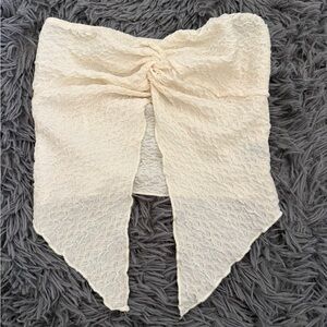 cream textured strapless top